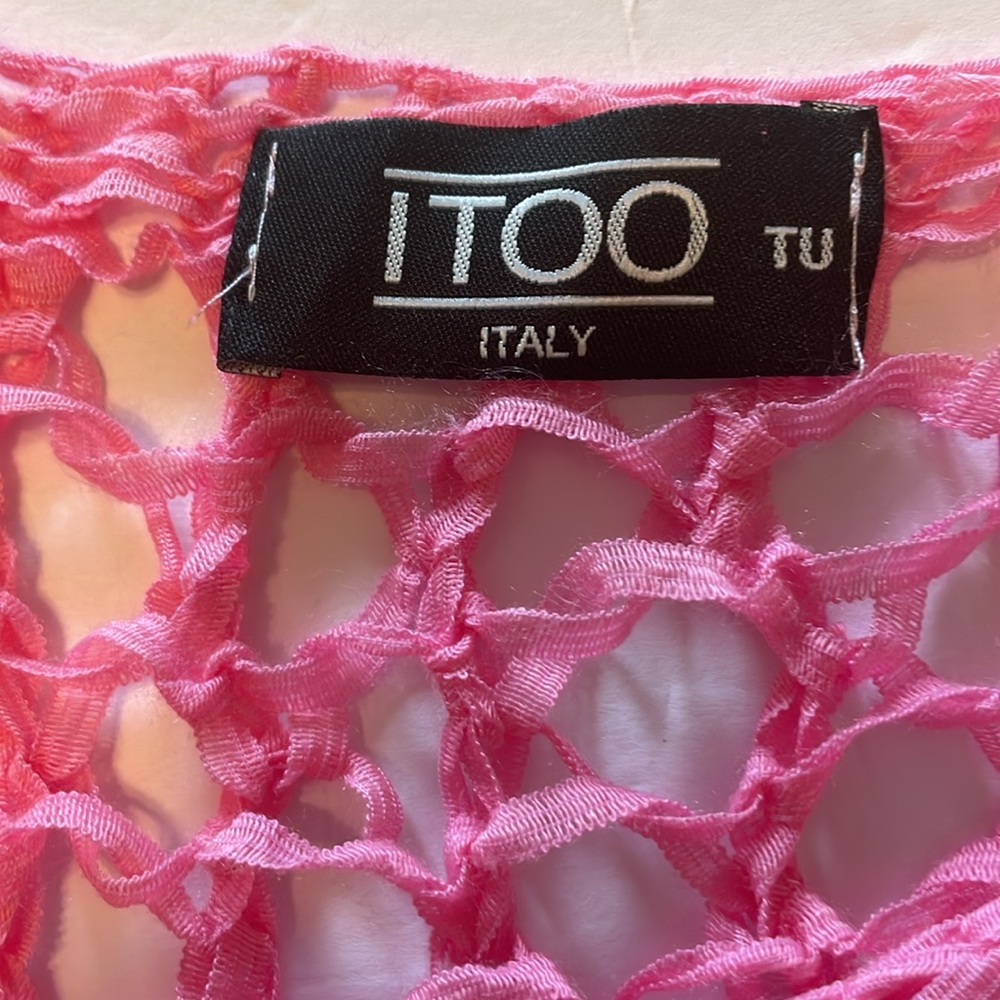 ITOO Brand Pink Asymmetrical Open Stitch 3/4 Sleeve Top - Picture 3 of 9
